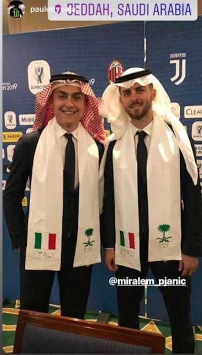 Miralem Pjanic shared this photo of himself and Paulo Dybala on an Insta story.