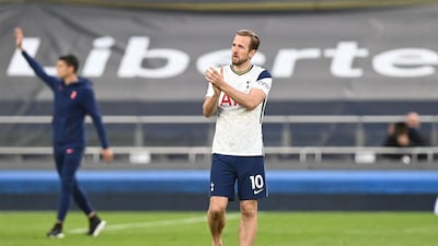 Tottenham striker Harry Kane applauds fans after his appearance against Aston Villa on Wednesday. AFP