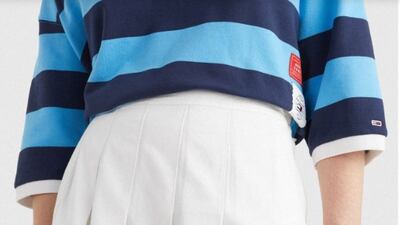 Tommy Hilfiger's wide pleated skirt from its Tommy Jeans label is an easy-to-style and classic take on the trend. Dh500, www.tommy.com. Photo: Tommy Jeans