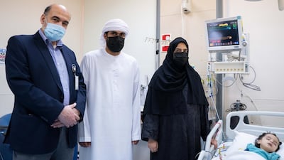A specialised team of paediatric neurologists at Sheikh Khalifa Medical City (SKMC) successfully treated 17-month-old Afra who suffers from spinal muscular atrophy. Courtesy: SKMC