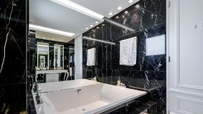 A typically marble-clad Dubai bathroom.