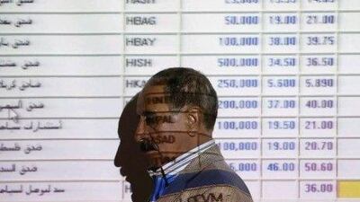 The ISX Index has fallen 7.3 per cent since November 1, as foreign investors shed their holdings before the departure of US troops. Saad Shalash / Reuters