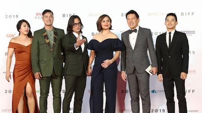 Director Brillante Mendoza, actor Allen Dizon, Judy Santos and Ryan Agoncillo arrive for the Opening Ceremony of the 24th Busan International Film Festival. Getty Images