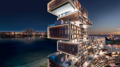 The 193-metre, 43-storey resort complex is expected to be completed in the third quarter of 2019 and will be one of the tallest towers on the Palm. Courtesy Kerzner International