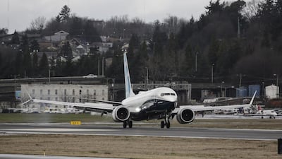 Boeing 737 MAX 8 airliner completes its first flight last year. The plane maker says if airlines place orders for its planned MAX 10X, it could start building them in 2020. Stephen Brashear / AFP