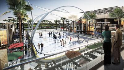 There was a surprise in store when Damac released its plans for Akoya Drive. The Rodeo Drive-inspired street of shops and cafes is set to feature the UAE's first outdoor ice skating rink. The developer said that it would use “fans and cooling techniques” to make the attraction “more bearable during” July and August. Courtesy Damac
