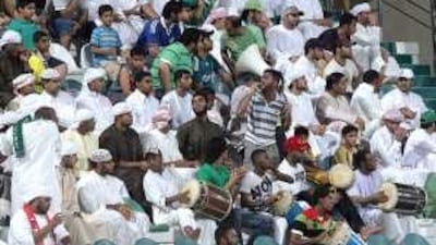 Al Shabab supporters cheer their team at the Maktoum bin Rashid Stadium in Dubai last week.