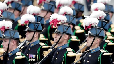 Pupils from the Special Military School of Saint-Cyr during the Bastille Day parade.