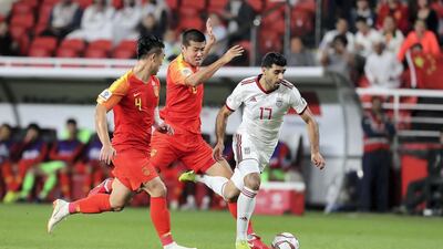 Mehdi Taremi, No 17, in action during Iran's Asian Cup quarter-final match against China at Mohammed bin Zayed Stadium in Abu Dhabi.