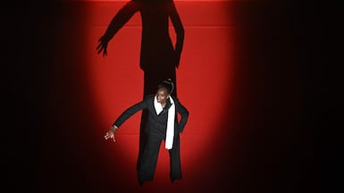 Eye Haidara, French-Malian actress and the master of ceremonies, arrives on stage to present the closing ceremony of the Cannes Film Festival, in southern France. AFP