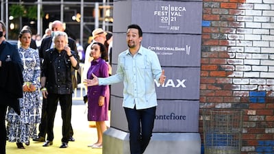 Producer Lin-Manuel Miranda attends the 2021 Tribeca Festival opening night premiere of 'In The Heights' at the United Palace theatre on June 9, 2021, in New York. AP