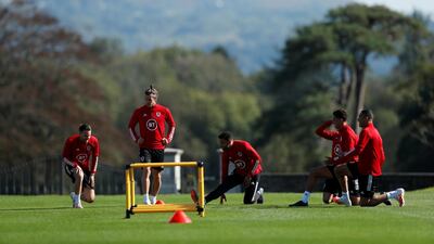 Gareth Bale training with his Wales teammates. Reuters