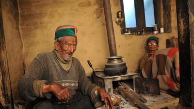 Shyam Saran Negi, 97, at his home at Kalpa in Kinnaur district of Himachal Pradesh. The retired teacher, from a remote village high in the Himalayas, has voted in 16 general elections, often walking through heavy snow to reach his local polling station. AFP