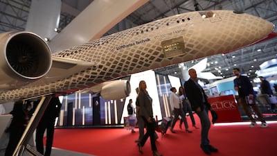 The Lufthansa Technik pavilion during the 2019 Dubai Airshow. EPA