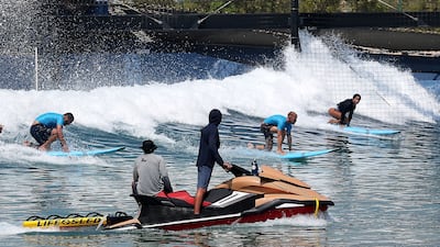 There are safety measures in place for those who are new to surfing. Pawan Singh / The National
