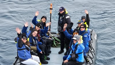 Princess Abeer and her expedition mates head to an island in West Antarctica. Photo: Heidi Victoria