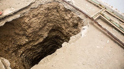 Tunnels built by militia of the Islamic state inside the Black Stadium. For a story on the disappearance of Father Paolo Dall'Oglio. Arianna Pagani for The National