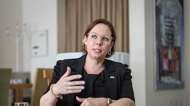 The Minister for Foreign Affairs of Sweden, Maria Malmer Stenergard, during an interview in Abu Dhabi. Antonie Robertson / The National