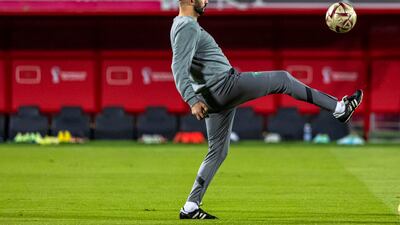 Morocco coach Walid Regragui during training. EPA