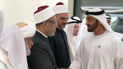 Sheikh Mohammed bin Zayed greets attendees to the first Ramdan Majlis lecture series.