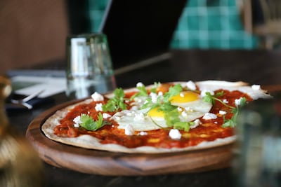 Shakshouka flatbread at Ella's Eatery