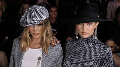 Bella and Gigi Hadid before the Tommy Hilfiger fashion show during New York Fashion Week on September 8, 2019. EPA