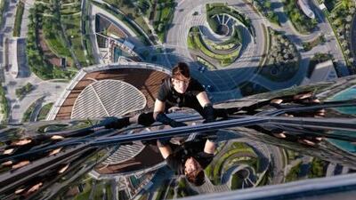 Filming of the movie hit the international headlines last year when Tom Cruise was photographed dangling from the outside of the Burj Khalifa in one scene.