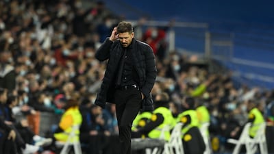 Atletico Madrid coach Diego Simeone during the match. AFP