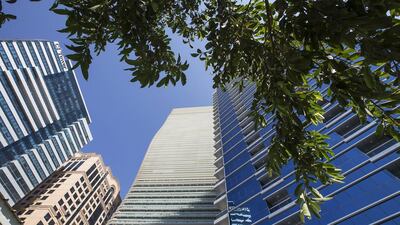 Al Ain tower, centre, in Abu Dhabi's Al Khalidiya. The capital's property sector has seen a weakening in demand according to brokers. Mona Al Marzooqi / The National