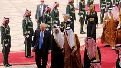 Saudi Arabia's King Salman welcomes US president Donald Trump and first lady Melania Trump to King Khalid International Airport in Riyadh, Saudi Arabia on May 20, 2017. Jonathan Ernst / Reuters