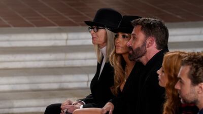 Diane Keaton, Jennifer Lopez, Ben Affleck, Jessica Chastain and Gian Luca Passi de Preposulo at the show. AP