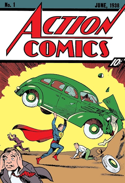 Published in 1938, Action Comics No 1 broke the record for most expensive comic, with a copy recently selling for $6 million. Photo: DC Comics