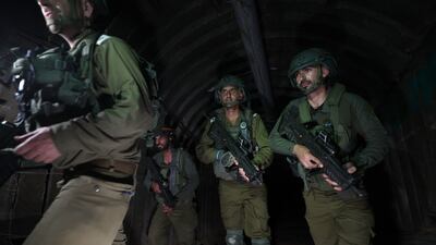 Israeli soldiers inside the tunnel. Israel says this is the biggest tunnel discovered in the Israel-Gaza war. EPA