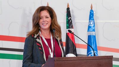 Stephanie Williams, Acting Special Representative of the Secretary-General and Head of the United Nations Support Mission attends the opening ceremony of the Libya's peace talks in Tunis, Tunisia, Monday Nov. 9, 2020. AP Photo