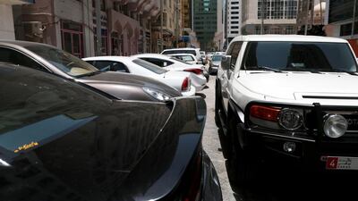Finding a parking space is an arduous task for motorists visiting Ahalia Hospital in Abu Dhabi. Christopher Pike / The National