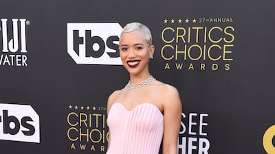 US actress Jasmin Savoy Brown arrives wearing Prada. AFP