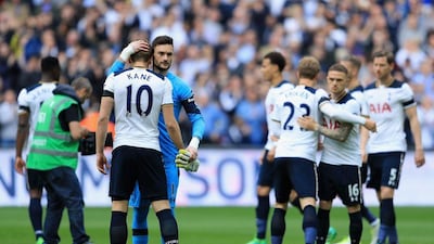 Hugo Lloris and Harry Kane after Tottenham's FA Cup semi-final defeat to Chelsea. Richard Heathcote / Getty Images