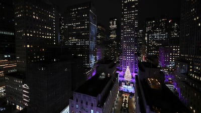 The Swarovski star tops the Christmas tree during the Rockefeller Centre's annual lighting ceremony in New York. AFP