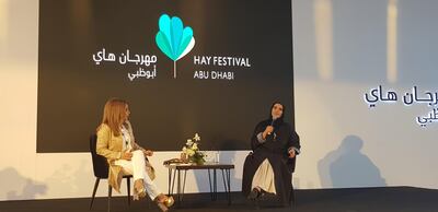 Man Booker Prize winner Jokha Alharthi, from Oman, discusses her book Celestial Bodies at Hay Festival Abu Dhabi. Picture by Saeed Saeed