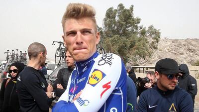 Dubai Tour leader Marcel Kittel prior to the start of Friday's Stage 4, which has been cancelled due to strong winds. Matteo Bazzi / AFP