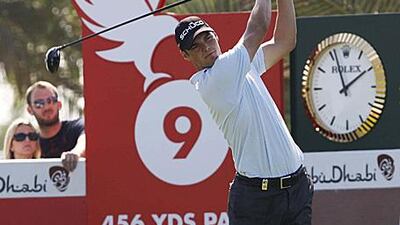 Martin Kaymer tees off on the ninth on his way to victory yesterday.