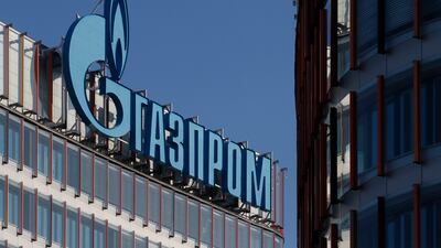 A Gazprom office in St Petersburg. The Russian state-owned energy company said it will slash gas flows through Nord Stream 1 to 20 per cent of the pipeline's capacity. EPA