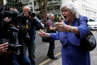 Ann Widdecombe after winning a European Parliament seat in 2019. Reuters