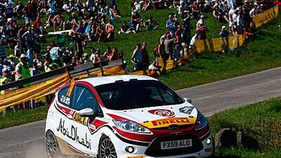 Bader al Jabri of Team Abu Dhabi takes a corner in the Rallye Deutschland. Les Kolczak / Courtesy Abu Dhabi Motor Sport