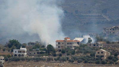 Smoke rising from burning fields in south Lebanon. AFP