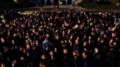 People arrive before President Joe Biden speaks during a bill signing ceremony for the Respect for Marriage Act, Tuesday, Dec. 13, 2022, on the South Lawn of the White House in Washington. (AP Photo / Andrew Harnik)