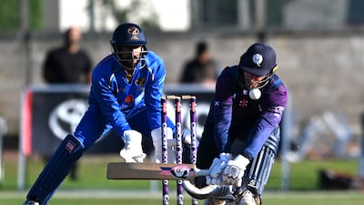 Scotland bat against UAE in their Cricket World Cup League Two match.