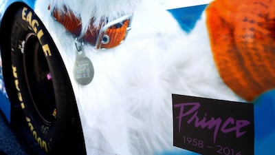 Nascar driver Kyle Busch honoured the singer with a decal on his number 18 Joe Gibbs Racing Toyota at Richmond International Raceway, Virginia, US. Jeff Zelevansky / Getty Images / AFP