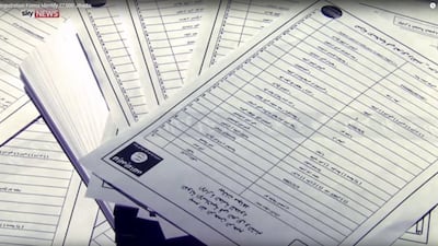 Documents identifying supporters of ISIL were released by Sky News on March 10, 2016. The broadcaster said documents identifying 22,000 supporters of ISIL in over 50 countries were handed over to Sky News by a disillusioned former member of the group. Sky News/Handout via Reuters