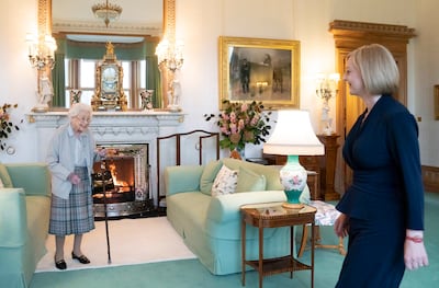 Queen Elizabeth II welcomes Liz Truss during an audience at Balmoral, Scotland, ahead of forming a new government. EPA / Andrew Milligan / POOL